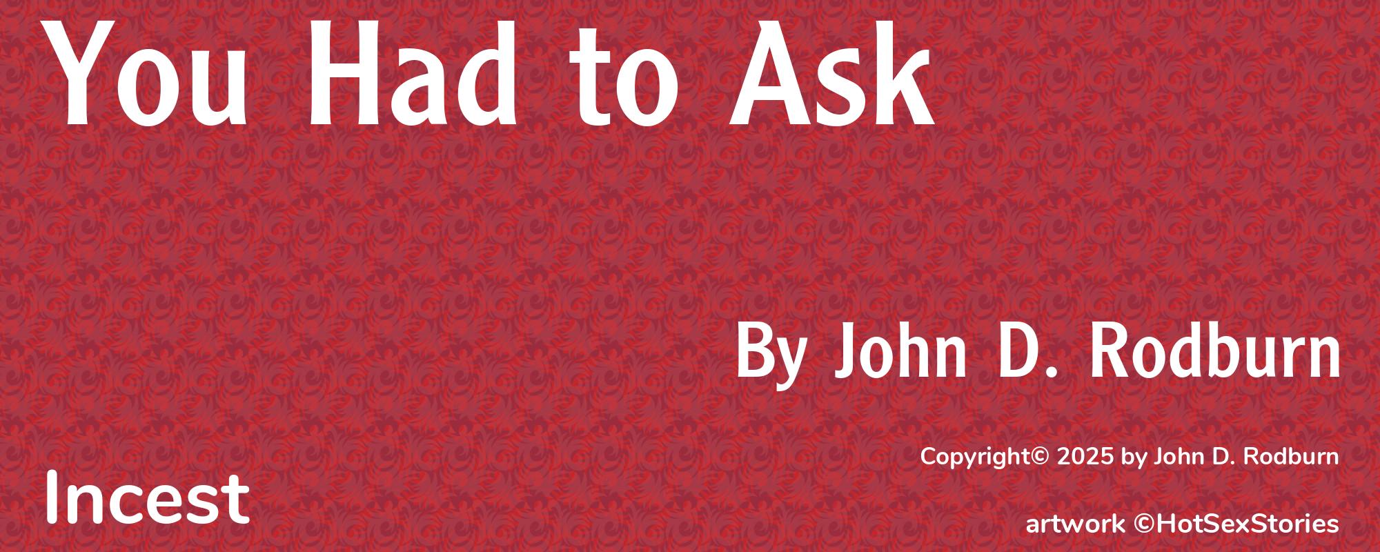 You Had to Ask - Cover